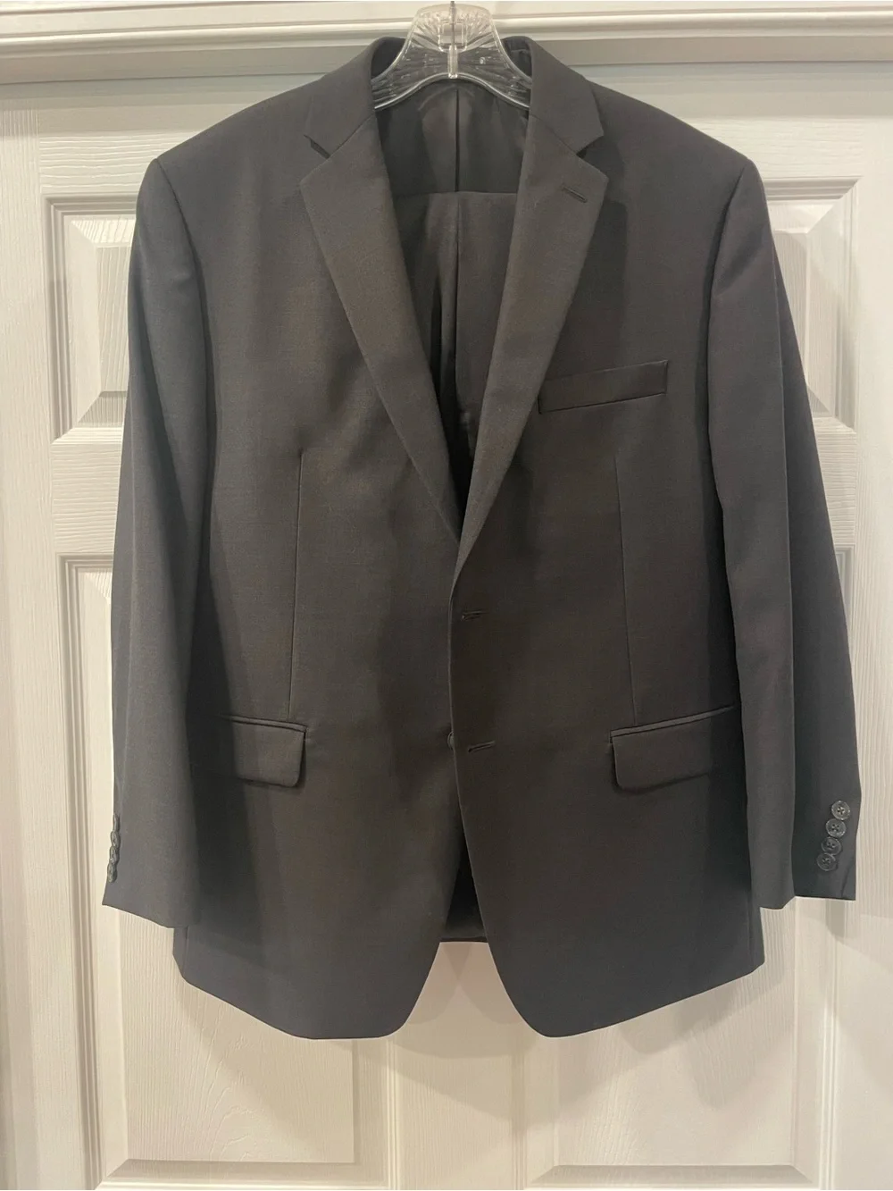Calvin Klein Men's 40S Black Two-Button 100% Wool Suit 34x30